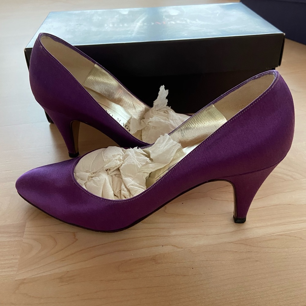 Purple Bruno Magli Satin Heels